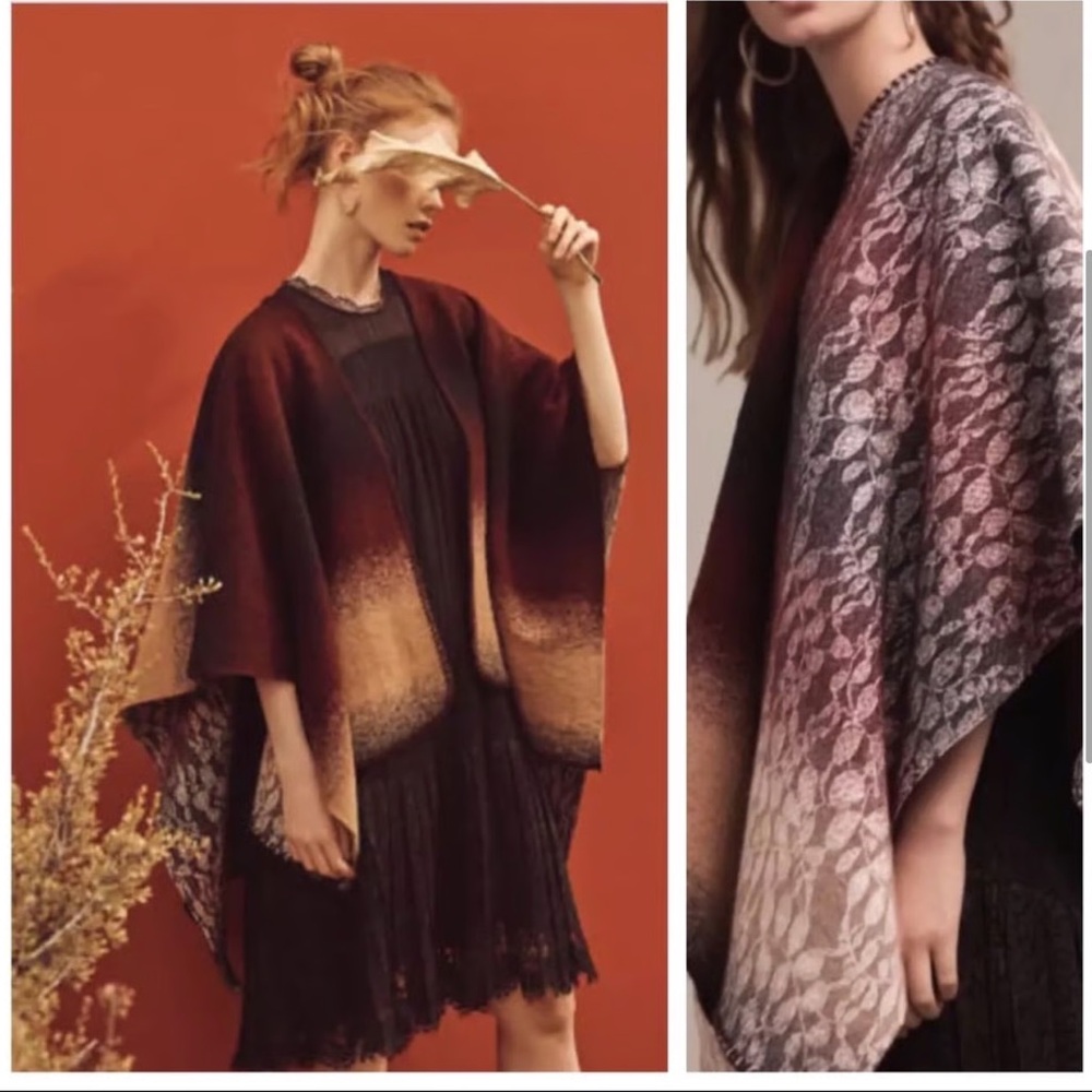 Anthropologie Wintertide Reversible Ombré Wool Blend Wrap